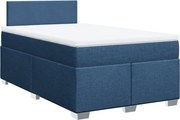 vidaXL Pat box spring cu saltea, albastru, 120x200 cm, textil