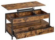 Masă de cafea NYRO cu blat rabatabil, maro/negru