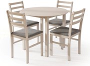 Set TORINO Masă rotundă + 4 scaune Cașmir (Bej) / Gri Deschis