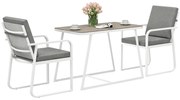 Outsunny Set de Grădină cu Masă și Scaune cu Perne Detașabile, Blat din Sticlă și Cadru din Oțel, 108x60x72 cm, Alb | Aosom Romania