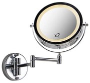 Oglinză de perete de design crom incluzând LED dim to warm reglabil IP44 - Vicino