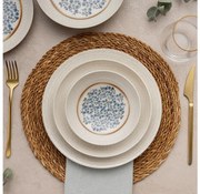 Set de veselă, 24 piese, porțelan, albastru/bej