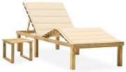 Sezlong cu masa de gradina Culoare crem, MELIA