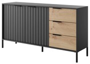 Comoda neagra in decor stejar artisan RAVE 153 2D3S