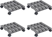 vidaXL Cărucioare pentru plante, 4 buc., gri, 30x30x7,5 cm, WPC