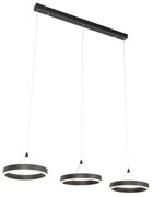 Lampă suspendată neagră dreptunghiulară incluzând LED cu dimmer în 3 trepte cu 3 lumini - Lyani