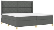 vidaXL Pat cu saltea cu arcuri Gri închis 200 x 200 cm țesătură