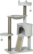 Pawhut zgârietor incl. căsuță pentru pisici, pat pentru pisici, hamac și jucărie 60 cm x 40 cm x 113 cm, Gri deschis | Aosom Romania