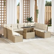 vidaXL Set de canapele pentru grădină cu pernă 10 pcs bej și crem
