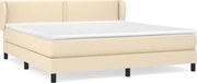 vidaXL Pat box spring cu saltea, crem, 180x200 cm, material textil