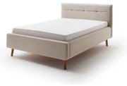 Pat dublu tapițat bej cu spațiu de depozitare cu somieră 140x200 cm Lotte - Meise Möbel