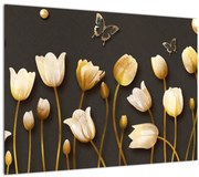 Tablou pe sticlă - Lalele - abstract (70x50 cm)