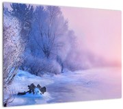 Tablou pe sticlă - Râu înghețat (70x50 cm)