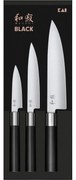 Set de 3 cuțite Kai Wasabi Black – universal mic,universal mare și bucătar mare