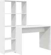 vidaXL Birou cu raft Alb 138,5 x 55 x 143 cm Lemn compozit