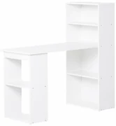 Birou alb modern cu biblioteca cu 6 rafturi din PAL,120x55x120cm HOMCOM | Aosom Romania