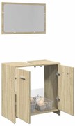 vidaXL Set mobilier de baie, 2 piese, stejar sonoma, lemn prelucrat