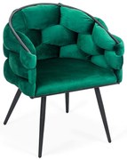 Scaun living modern din catifea si cadru metalic BUC 256 verde