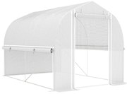 Outsunny Serra Polytunnel 3 x 2 x 2 m cu pereți laterali rabatabili, înveliș din plastic rezistent la UV și cadru din oțel, Alb | Aosom Romania