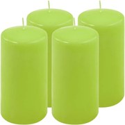 Set de lumânări pilon, 15 cm, Ø 7,5 cm, verde deschis, 4 buc