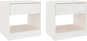 vidaXL Noptiere, 2 buc., alb, 40x31x40 cm, lemn masiv de pin