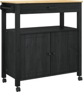 vidaXL Troler de Bucătărie MONZA Negru 84 x 40 x 88,5 cm