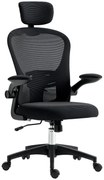 Vinsetto Scaun de Birou din Plasă Scaun de Escritorio Spătar Înalt Suport de Cap Ajustabil Suport Lombar 4D 62x64x120 cm Negru | Aosom Romania