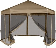 vidaXL Foișor pop-up hexagonal pereți laterali 3,6x3,1 m taupe 220g/m²