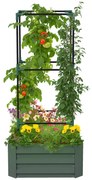 Outsunny Odlingslåda cu Klättergaller, Planteringslåda cu Fund Deschis, Rezistent la Intemperii, 61 cm x 61 cm x 140 cm, Verde | Aosom Romania