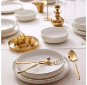 Set de 18 piese din porțelan, alb cu accente aurii