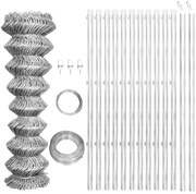 vidaXL Gard din plasă cu stâlpi, argintiu, 25 x 0,8 m, oțel galvanizat