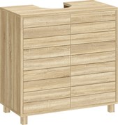 HOMCOM Dulap sub lavoar cu poliță reglabilă, uși cu lamele și deschidere prin presiune pentru lavoar cu piedestal sau perete | Aosom Romania