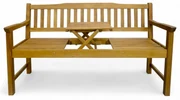 Bancă din lemn cu măsuță Eva, 150 x 60 x 88 cm
