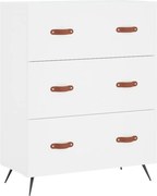 vidaXL Comodă cu sertare, alb, 69,5x34x90 cm, lemn compozit