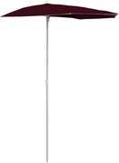 vidaXL Umbrelă de grădină cu stâlp, roșu bordo, 180x90 cm, semirotundă