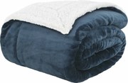 vidaXL Pătura de aruncat Albastru marin 130 x 150 cm Molton