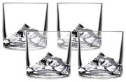 Set pahare pentru whisky LIITON L10200 Denali, Cristal, 270 ml, 4 buc, Fund 3D Everest, Transparent