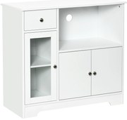 HOMCOM Dulap pentru cuptor cu microunde, bufet bucătărie, dulap de depozitare, pentru bucătărie, sală de mese 90 x 40 x 82 cm sticlă securizată și lemn, alb | Aosom Romania