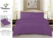 Lenjerie pat dublu, 4 Piese, Damasc Finetat Deluxe, Cu Elastic - Mov