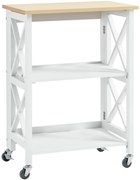 HOMCOM Cărucior de Bucătărie Pliabil Cărucior Auxiliar cu Roți Cărucior Verdulero cu 2 Rafturi pentru Sufragerie 60x40x84 cm Alb | Aosom Romania