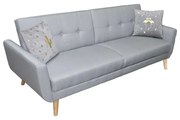 Canapea extensibila Scandi, 3 locuri, material textil, gri deschis