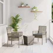 vidaXL Set Bistro de Grădină 3 pcs Gri Rattan poli