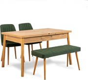 Set masa extensibila cu 2 scaune si bancheta SANTIAGO ATLANTICE, verde