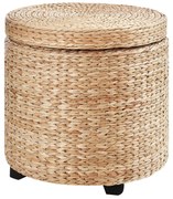 HOMCOM Taburet de Depozitare Rotund, Acoperit cu Ratan, Taburet Sprijin cu Capac, Ф43x43 cm, Kaki | Aosom Romania