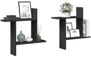 vidaXL Rafturi de perete, 2 buc., negru, 50x12x50 cm, lemn prelucrat