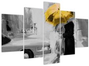 Tablou - Cuplu în dragoste sub o umbrelă, galben (150x105 cm)