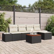 vidaXL Set de canapele pentru grădină cu pernă 6 pcs Negru Rattan poli