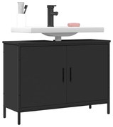 vidaXL Dulap pentru chiuvetă baie, negru, 80x30x60 cm, lemn prelucrat