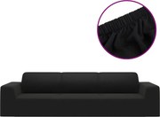 vidaXL Husă elastică pentru canapea cu 4 locuri poliester jersey negru