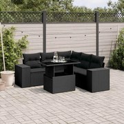 vidaXL Set mobilier de grădină cu perne, 6 piese, negru, poliratan